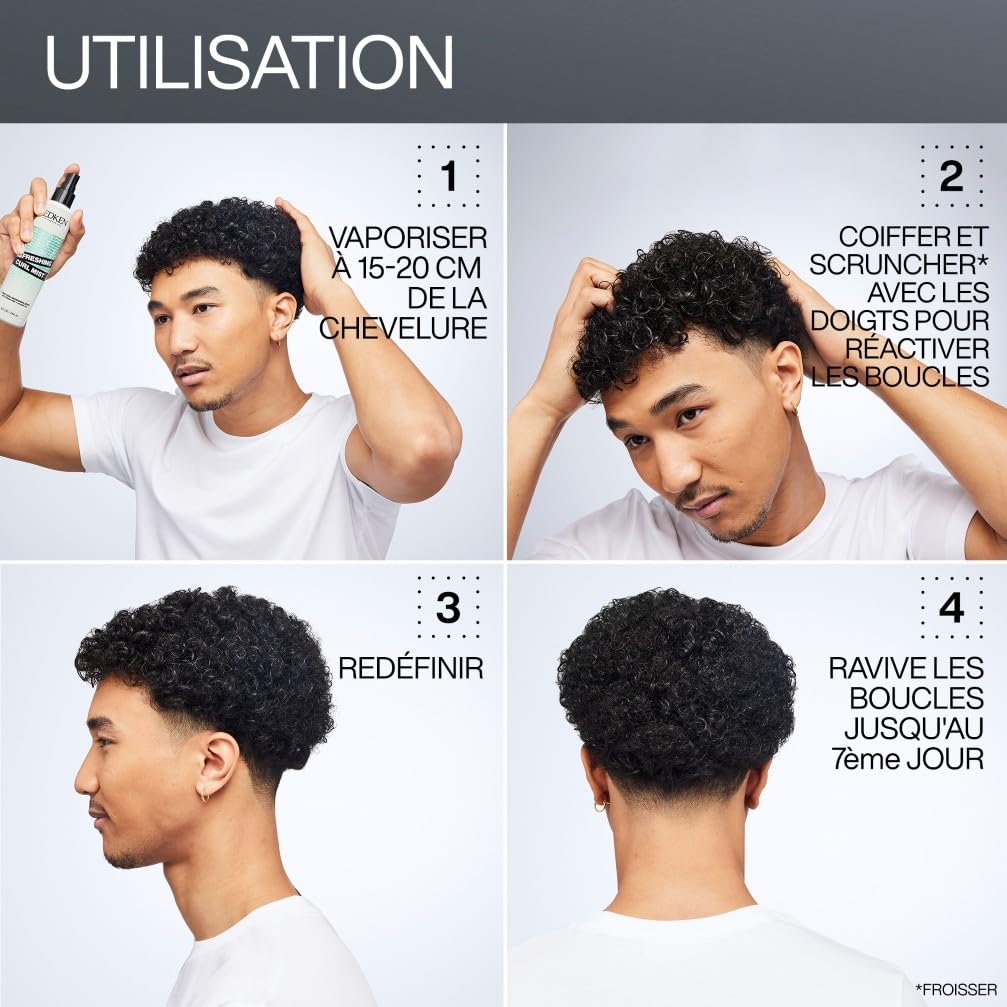 REDKEN, Brume Revitalisante Vegan, Hydrate & Rafraîchit les Boucles, Formule à l'Huile de Jojoba & Squalane, Cheveux Bouclés, Frisés & Crépus, Sans Silicone & Sans Sulfate, Hybrid Curl Stylers, 250ml