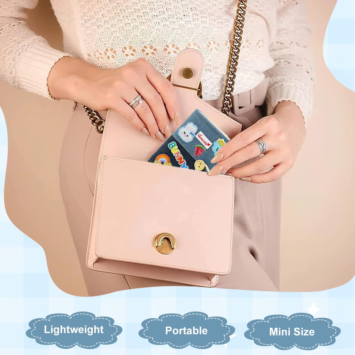 HASTHIP® DIY Pocket Photo Album Holds Up 40-Photoes Fashion Patchwork Photo Album with Cartoon Embroidery Decals Cartoon Instant Square Films Pocket Album Kpop Star Photocards Binder Album 4