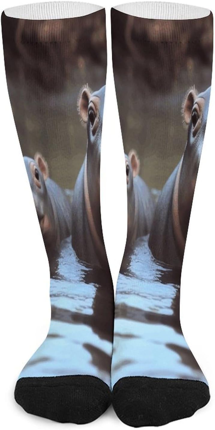 Hippos Compression Sock Circulation Support Socks Lightweight Knee High Tube Sock Over-The-Calf Sock for Adult