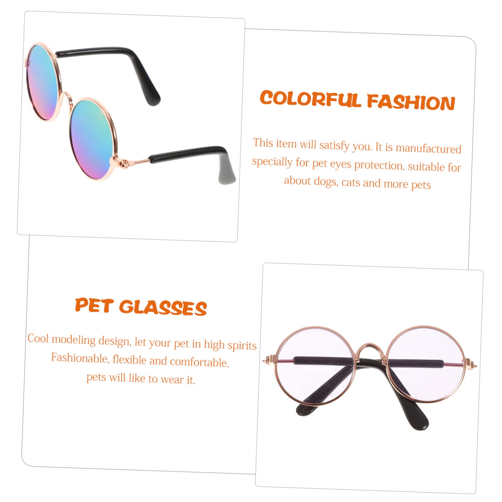 BESPORTBLE Fashionable Dog and Cat Sunglasses 5pcs Photo Props Ray Protection Small Animals Sunglasses Set