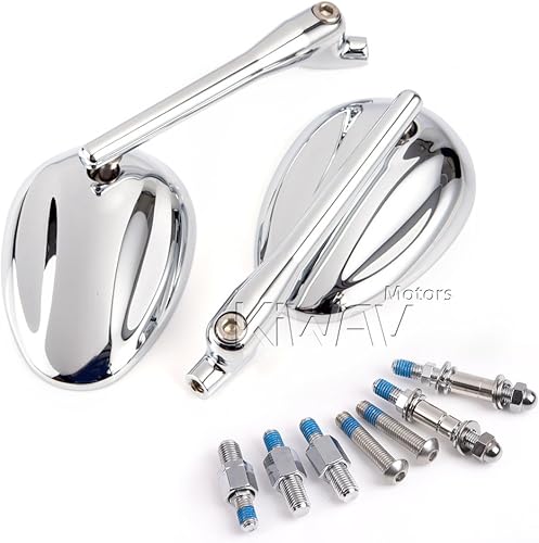 Miniatura 6 de KiWAV Magazi Espejo de motocicleta Elipse cromo aluminio CNC x par