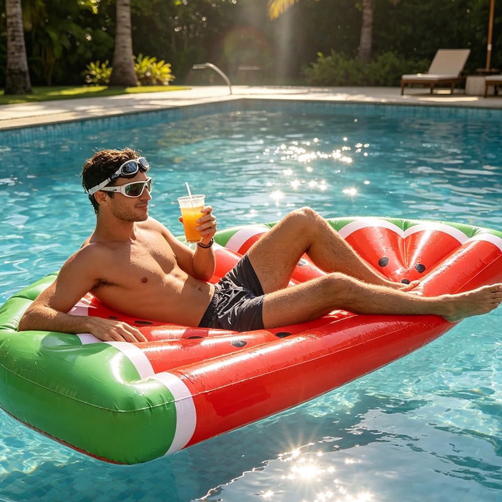 Bouées gonflables pastèque pour Piscine, Grands Jouets de Plage, Matelas Gonflable pour lac, Chaise Longue Gonflable, Amusement Aquatique Estival pour la Plage et la Piscine
