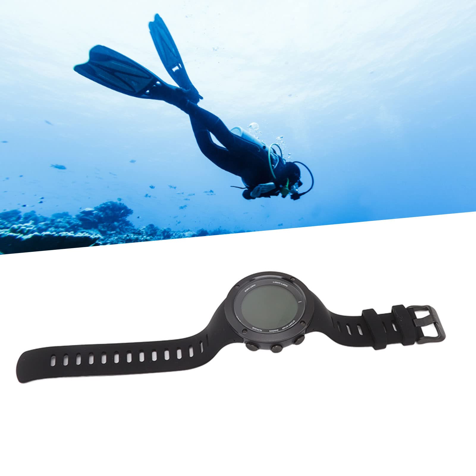 Reloj de Buceo Digital 10ATM Resistente Al Agua Temporizador de Buceo para Entusiastas del Deportes de Natación Caucho de Acero Inoxidable (Negra)