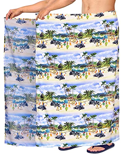 HAPPY BAY Men's Swim Bath Trunk Swimsuit Regular Surfing Swimwear Summer Sarong Long Pareo Beach Wrap One Size Tidal Wave
