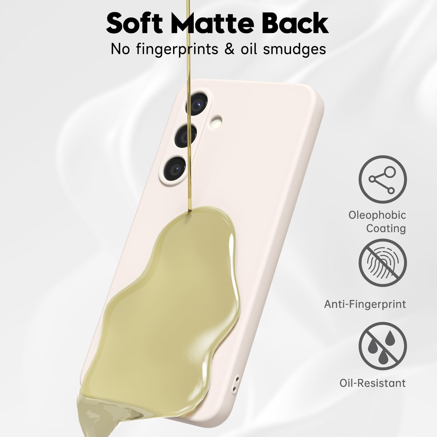 LoeoeL Funda de silicona para Samsung Galaxy S25, ultrafina, minimalista, de goma suave, mate, para mujeres y hombres, bonita funda protectora estética femenina con cubierta de cámara, piedra beige