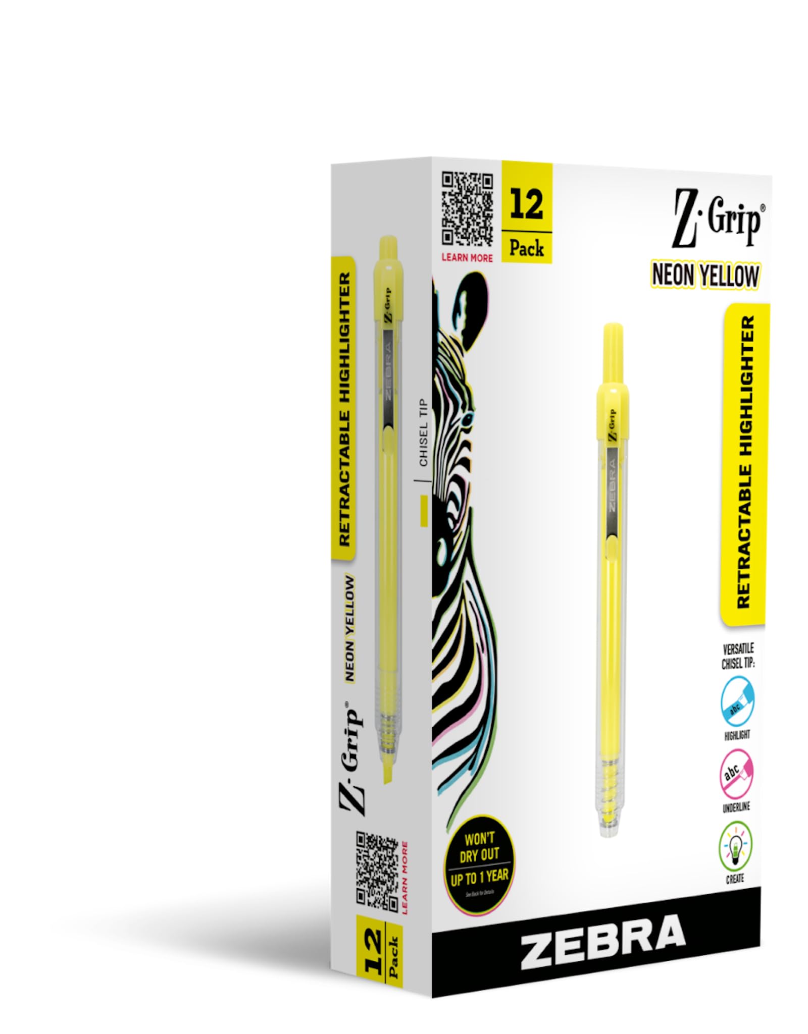 Amazon.com : Zebra Pen, Z-Grip Retractable Highlighters, Chisel