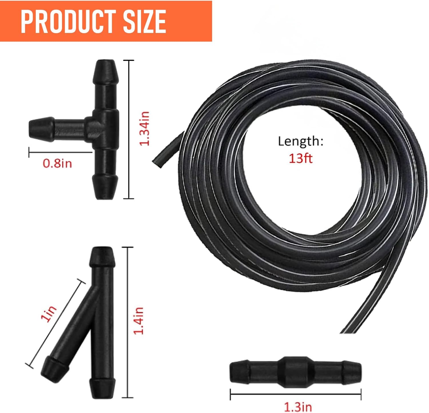 4M/13Ft Universal Washer Fluid Hose with 30 Hose Connectors, Car Windshield Washer Hose Kit, for Most Car Windshield Washer Hose Connect Car Water Pump and Nozzles (Black)