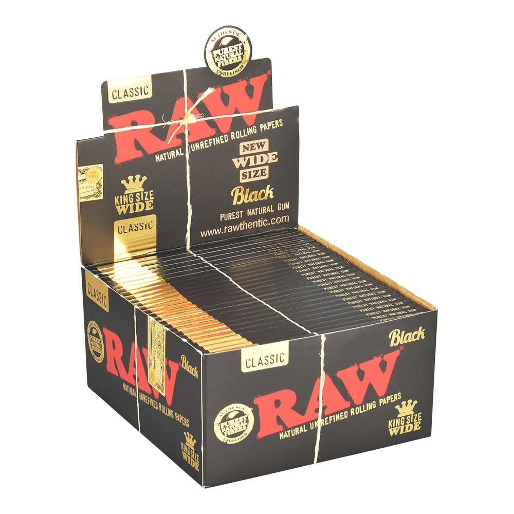 RAW50pc Display - Black Classic Rolling Papers - King Size Wide