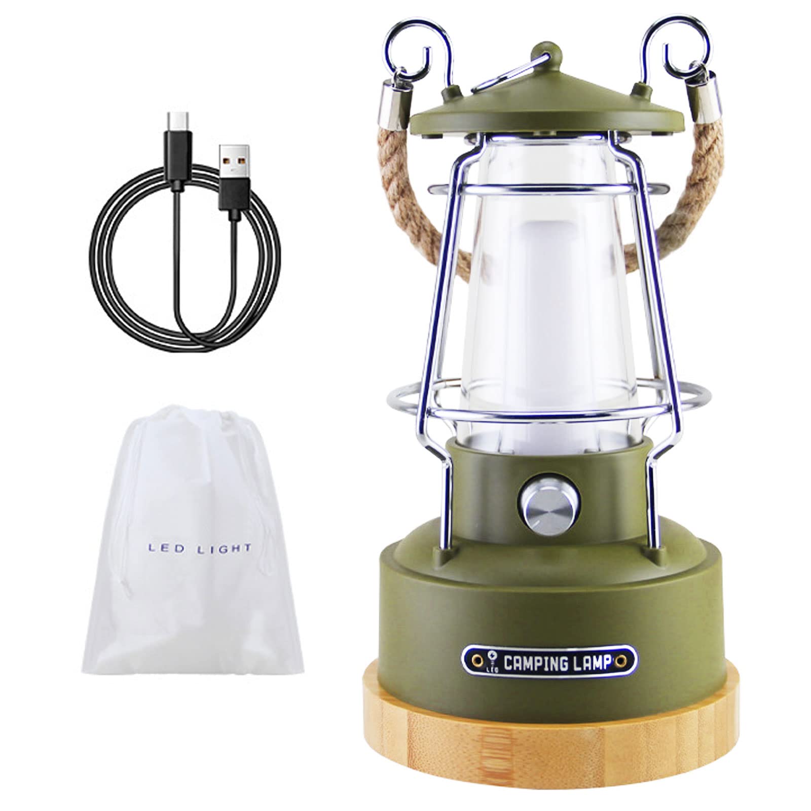 Camping Laterne Wiederaufladbar,LED Campinglampe, Retro Campinglampe, Wiederaufladbare USB Outdoor Lampe, für Camping, Stromausfälle, Garten und Dekoration