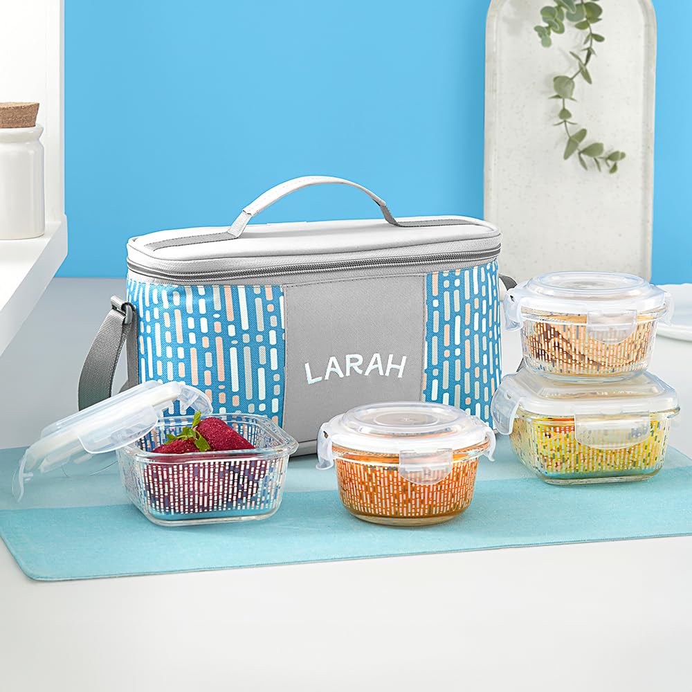 Larah Glass Lunchbox - Leakproof & Microwave Safe -12
