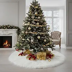 Saia P/Arvore De Natal Pelúcia Pelo Alto 7cm Branca 120cm