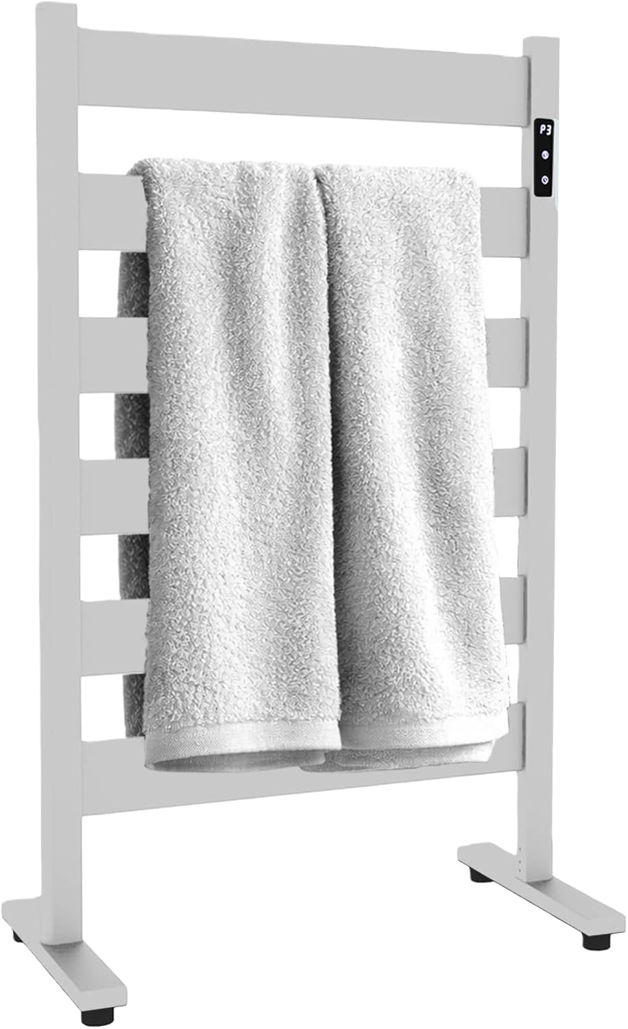 Heated Towel Rack – Rapid PTC Heating, LED Timer Control,Automatic Shut-Off,High Temp & Large Capacity – 6 Bars Premium Freestanding Bathroom Towel Warmer,Matte White