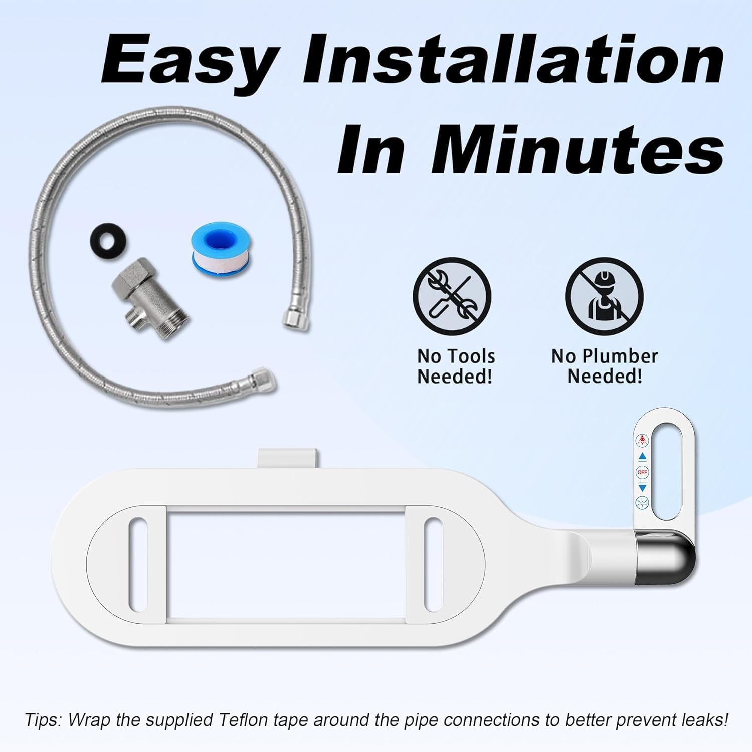 GHANAURA® Toilet Seat Attachment, Jet Spray for Toilet Seat, Retractable Adjustable Spray Position and Pressure, Non-Electric Toilet Bidet with Dual Nozzles for Male & Female(White) 4