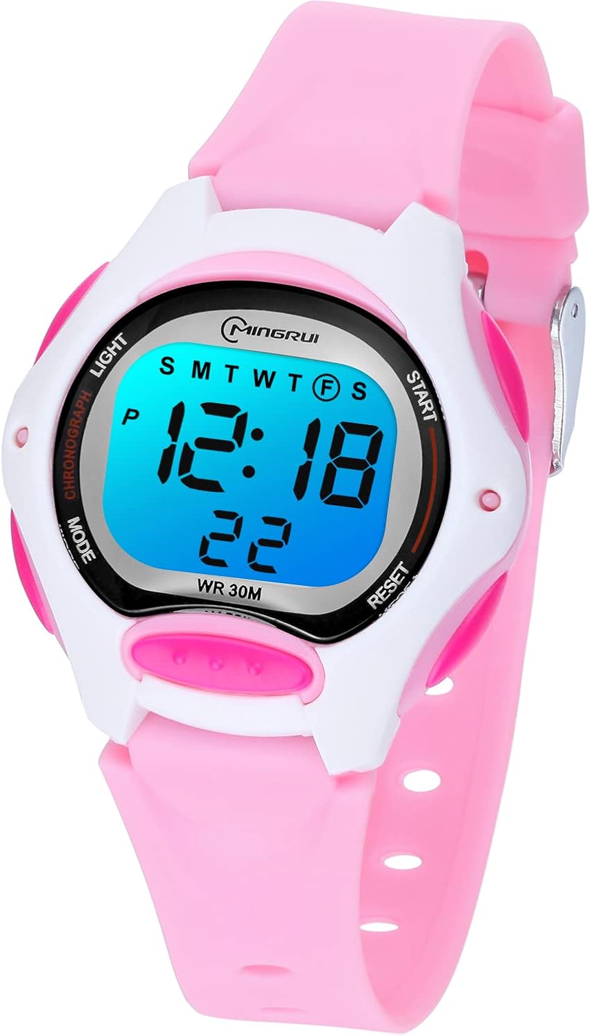 SOCICO Relojes Digitales Niños Niñas,7 Colores Relojes Impermeables para Niños Relojes de Pulsera Multifuncionales Deportes al Aire Libre con Alarma Cronómetro Reloj de Semana para Adolescentes