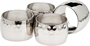 Godinger Round Hammered Napkin Rings Set of 4