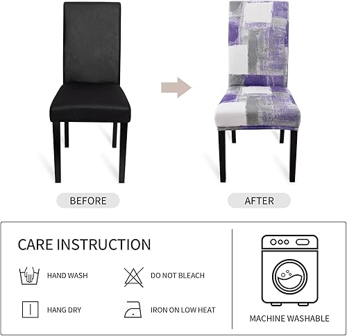 Miniatura 7 de Gibelle Juego de 4 fundas para sillas de comedor de elastano, elásticas para sillas de comedor, extraíbles y lavables, fundas para sillas Parsons de