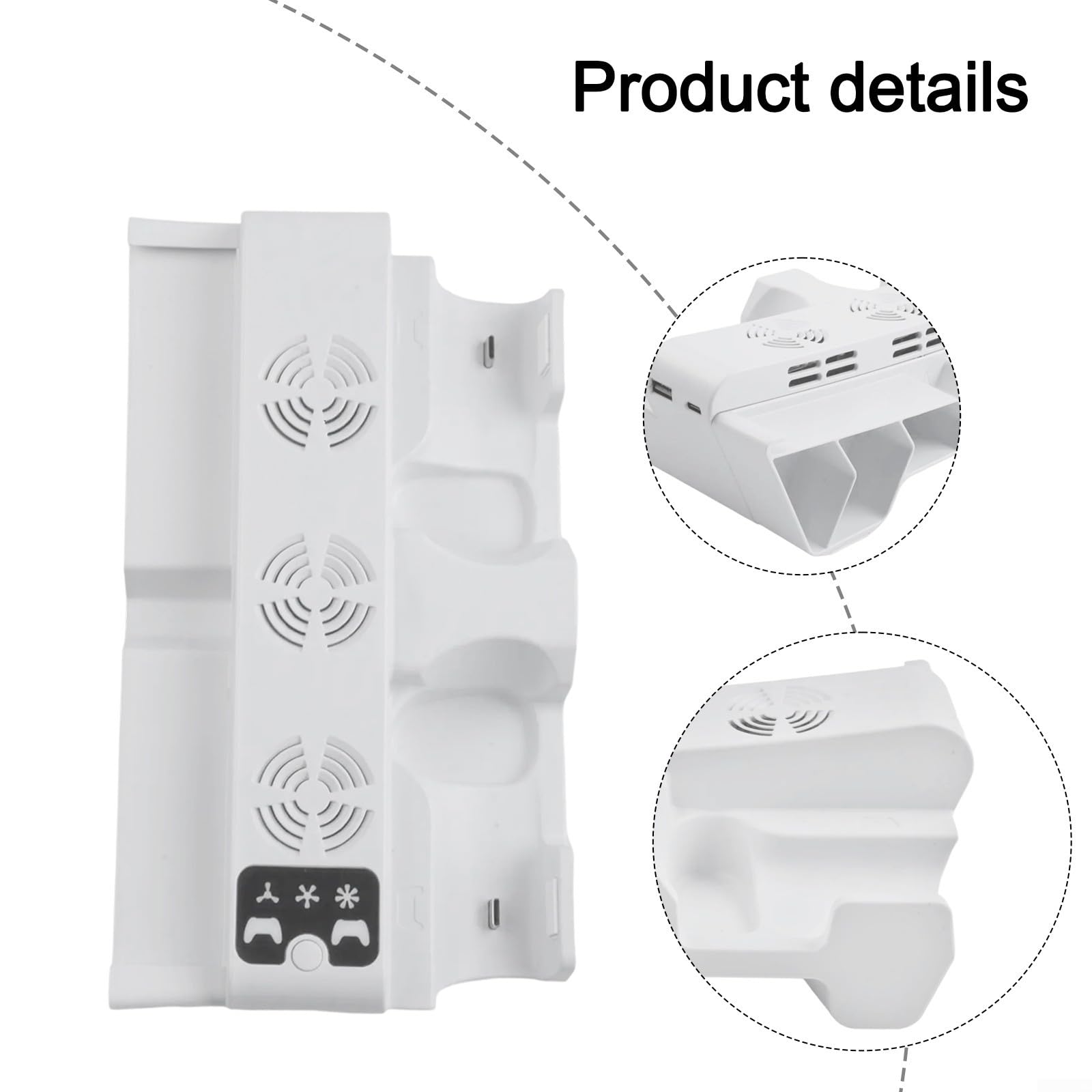 Support de refroidissement horizontal pour PS5 Slim & Pro avec ventilateur à 3 niveaux et chargeur double manette, support de console peu encombrant