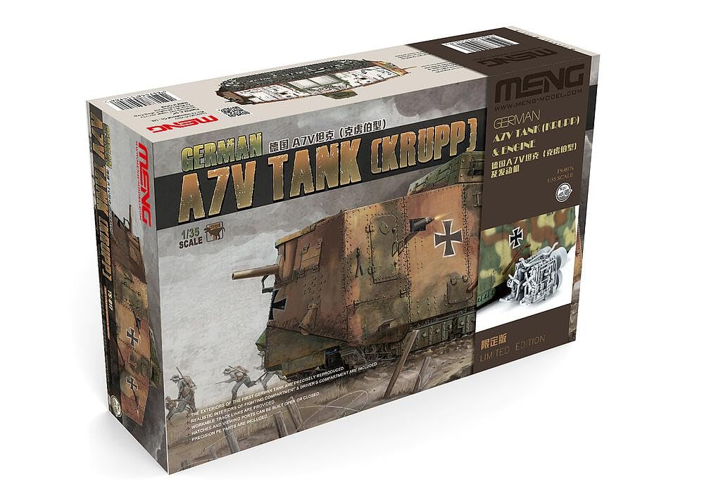 Meng Model 1:35 - German A7V Tank (Krupp) & Engine (Ltd Edition - 1000 pieces)