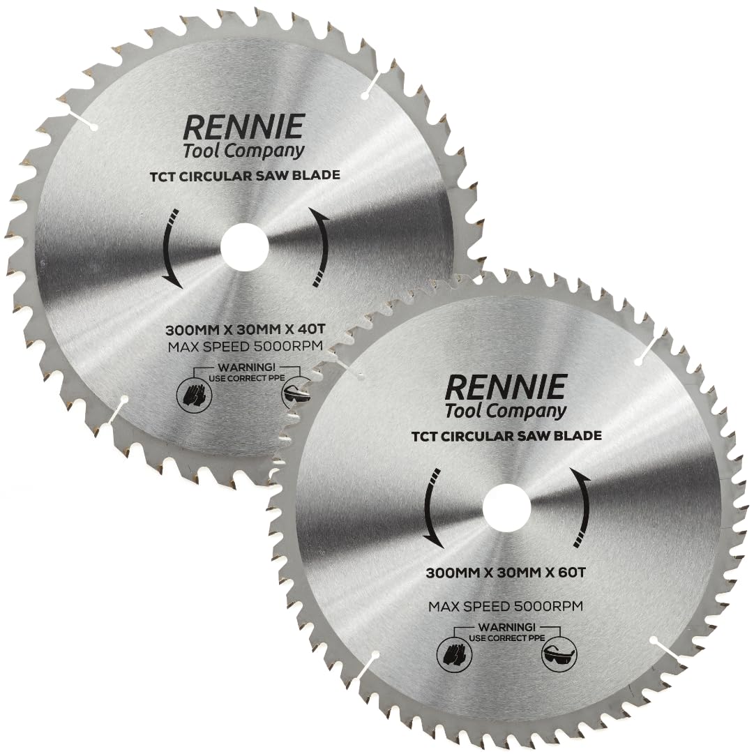 Rennie Tool 300mm x 30mm Bore x 40T & 60T TCT Circular Saw Blades (2 Pack)
