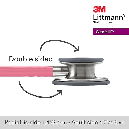 Vista 26 de 3M Littmann Classic III - Estetoscopio de monitoreo 5622, 2 veces más volumen*, menos peso**, campana de acero inoxidable, 27 pulgadas, tubo azul