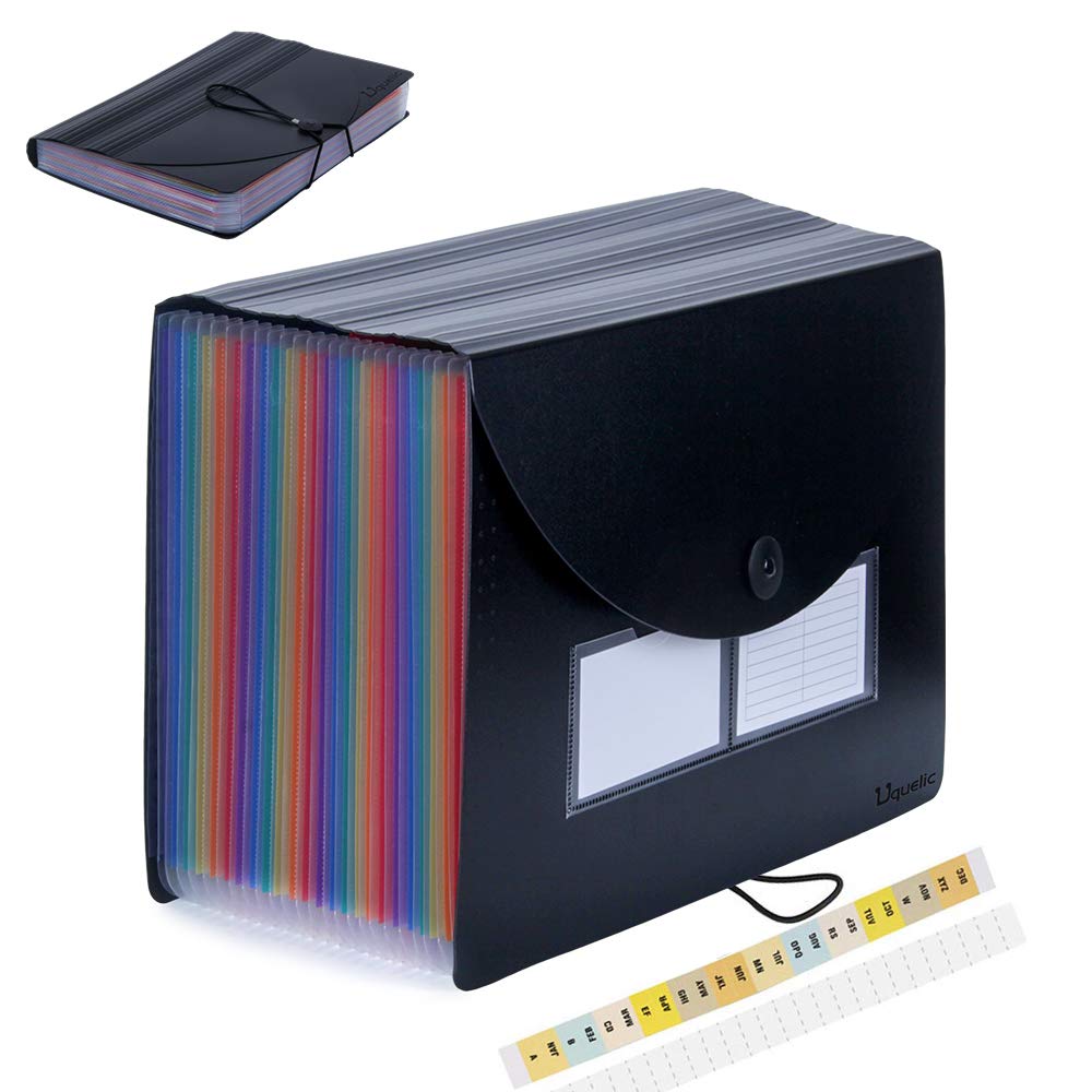 Buy Uquelic 24 Pocket Expanding File Folder with Cover Rainbow