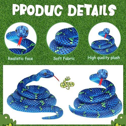 Hiboom Giant Snake Plush 71 Inch Lifelike Stuffed Boa Toy (Teal) by Hiboom - Image 3