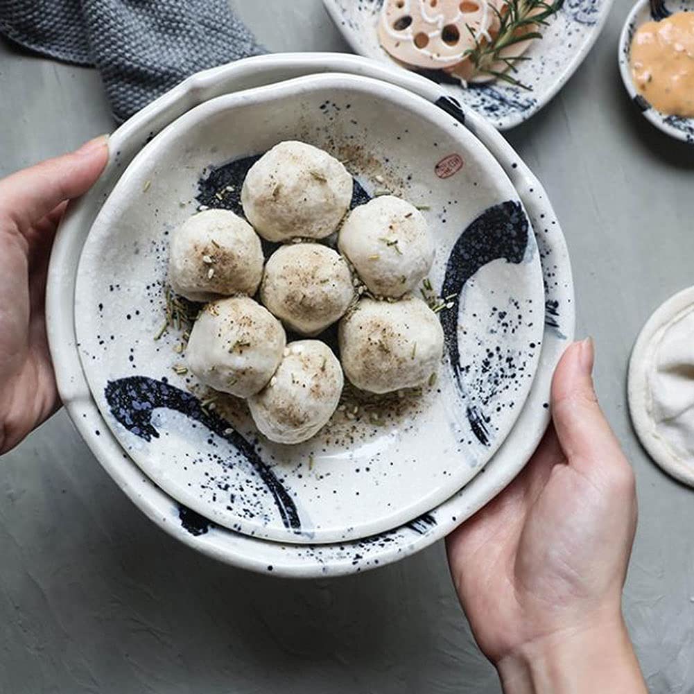 Keramik-Besteck-Salatschüssel, 2er-Set, Soßenschale, Keramik-Soßen-Dip-Schale für Sushi, Sojasoßenschale, Snack-Dessert-Vorspeisenteller, Gewürz-Servierschale im japanischen Stil, kleine Schüssel (14,