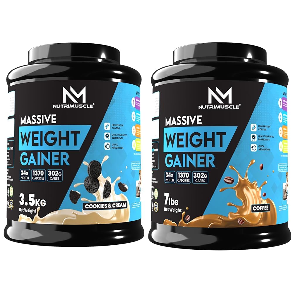 Nutrimuscle ® Massive Weight Gainer - 3.5 Kgs - Cookies and Cream Flavour - Contains Complex Carbo | NUTRIMUSCLE MASSIVE WEIGHT GAINER - 7 LBS - 3.175 KGS - CHOCO LATTE FLAVOUR - FOR MUSCLE AND MASS-image-22