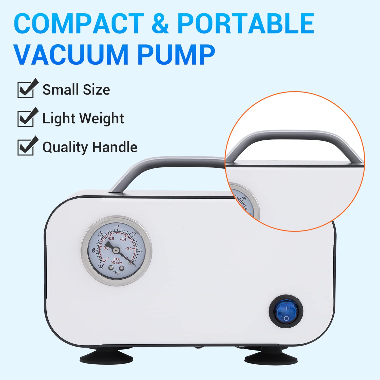 Lab Vacuum Pump, Oilless Diaphragm Vacuum Pump with Rubber Tube, Portable Small Laboratory Vacuum Filtration Pump (10L/min): Industrial & Scientific