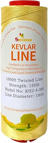 Simxkai Kevlar Kite Flying Line - Cuerda de cometa torcida de baja elasticidad de alta resistencia para pesca, al aire libre, campamento, senderismo