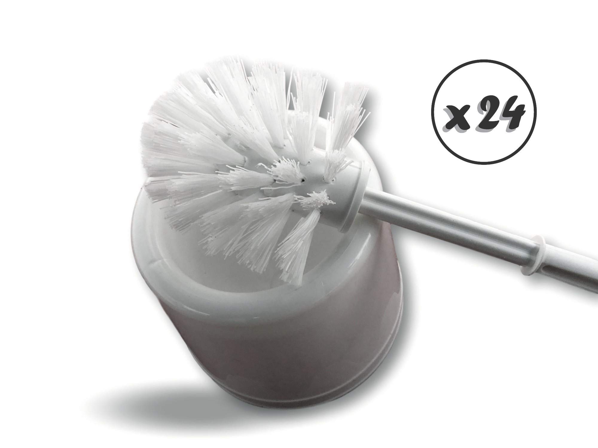 Kibros Lot 24 Ensembles WC Brosse balayette Boule Socle Plastique