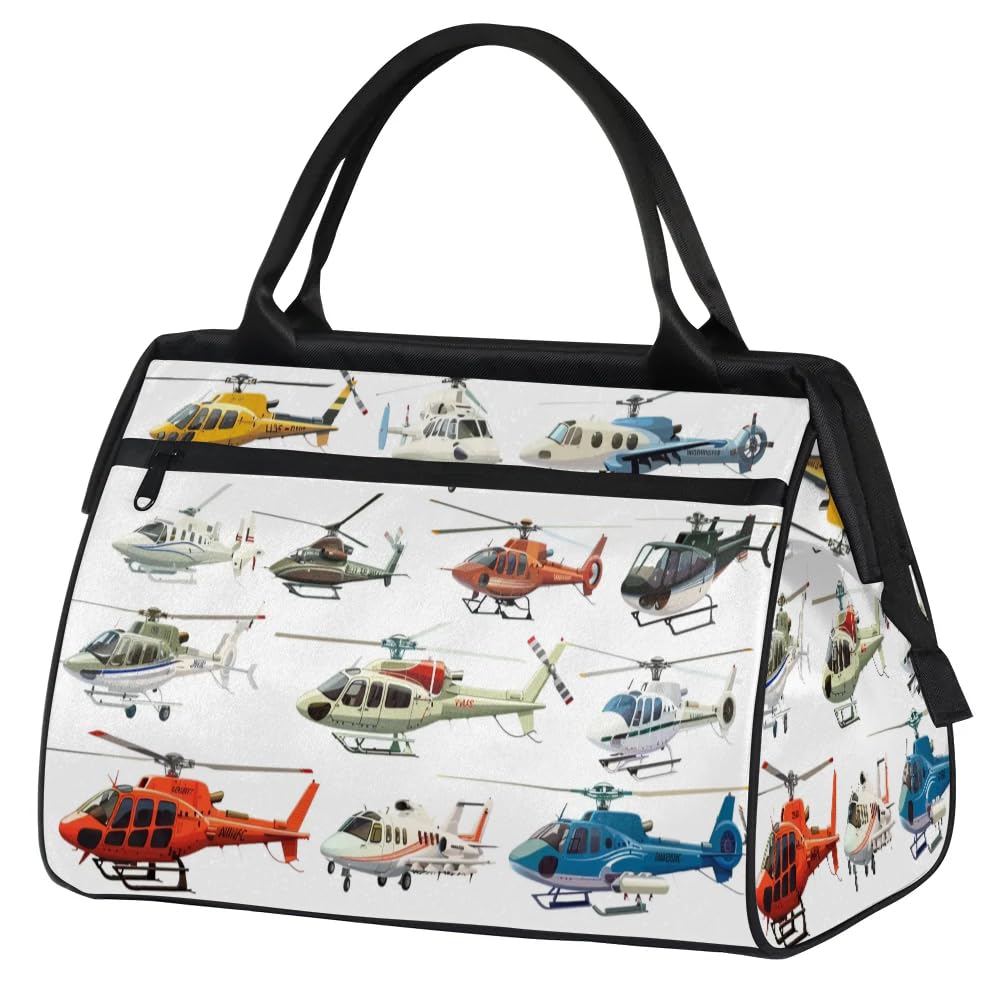 Reisetasche mit Flugzeug-Hubschrauber, für Damen, Herren, Kinder, Jungen, Mädchen, Wochenende, Übernachtung, 24 l, für Sport, Fitnessstudio, Yoga, farbe, Big, Taschen-Organizer