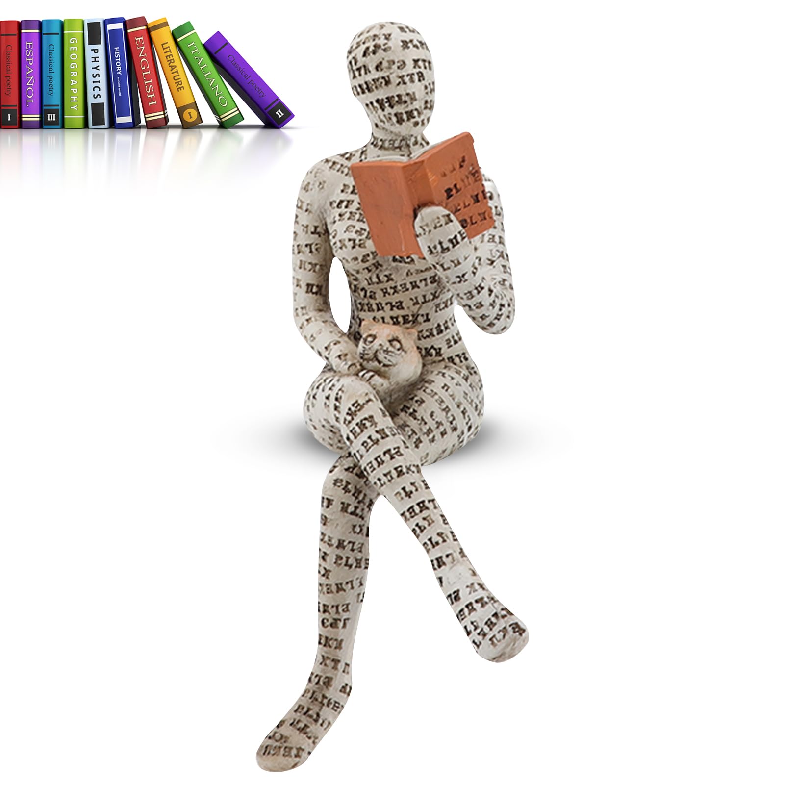 Cyrank Bookworm Sculpture Resin Abstract Thinker Sculpture, Reading Woman Figurine, Resin Abstract Reading Figurine Sculptures Innovative Lady Reading Pulp Molding Figurines Ornaments Ladies