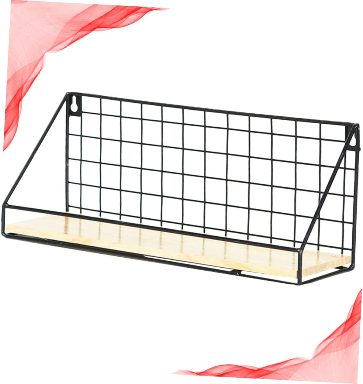 1Pc Large Black Iron Wall Mounted Storage Shelf Punch Hanging Basket Organizer for Home and Dorm for Photos Plants Snacks and More