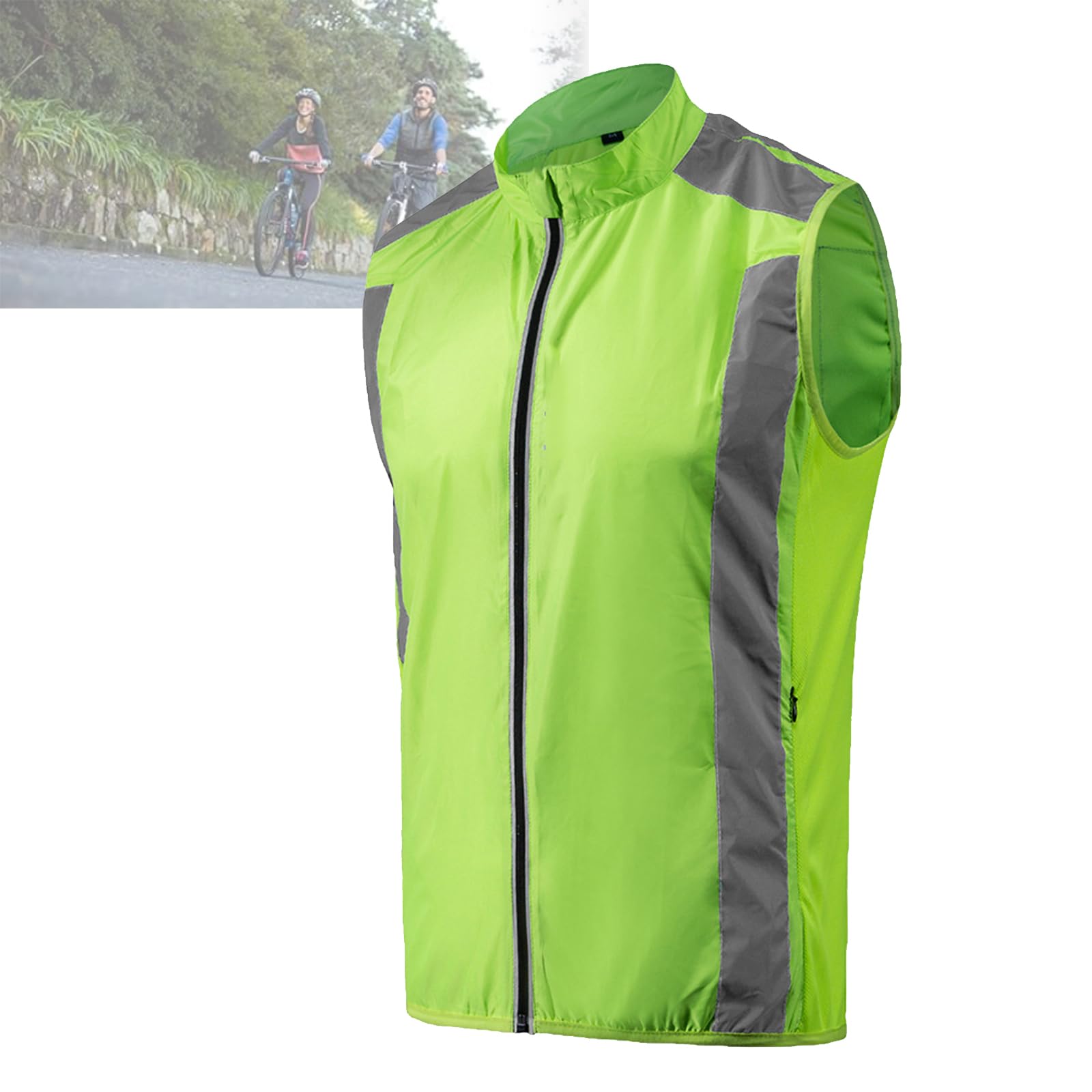 Chaleco de Ciclismo para Hombre y Mujer Reflectante Transpirable Ligero Impermeable Chaleco de Ciclismo Chaqueta Deportiva sin Mangas de Alta Visibilidad para Jogging y Ciclismo,Green-3XL