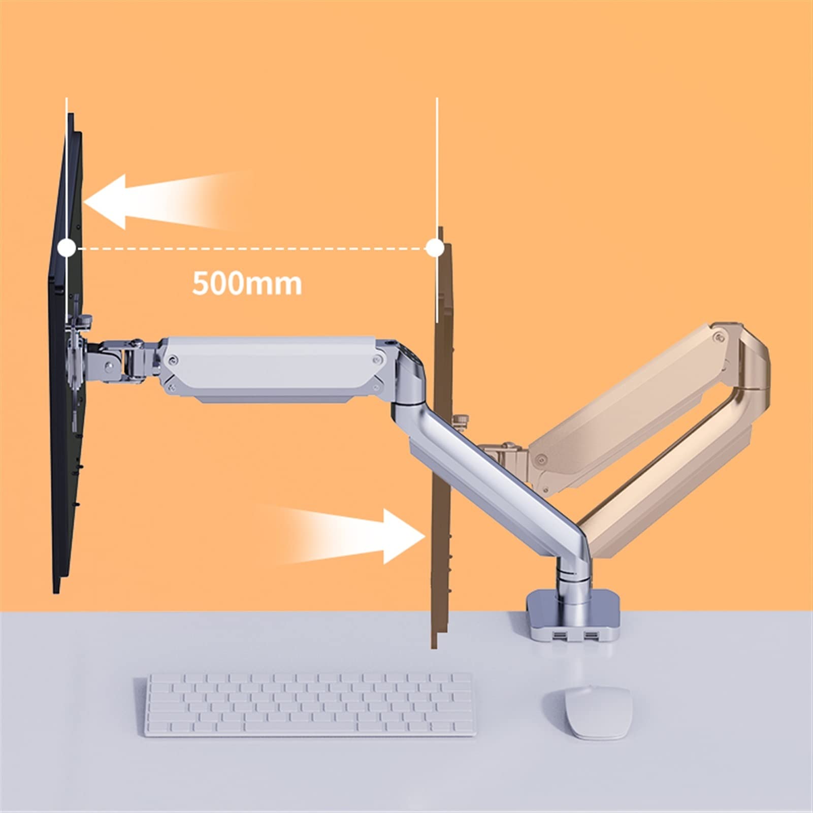 Monitor Mount Monitor Mounting Bracket Air Spring Monitor Arm Desk Mount Fully Adjustable Fits 13-32 inch Monitors, Supports Table Clip And(Black-Single