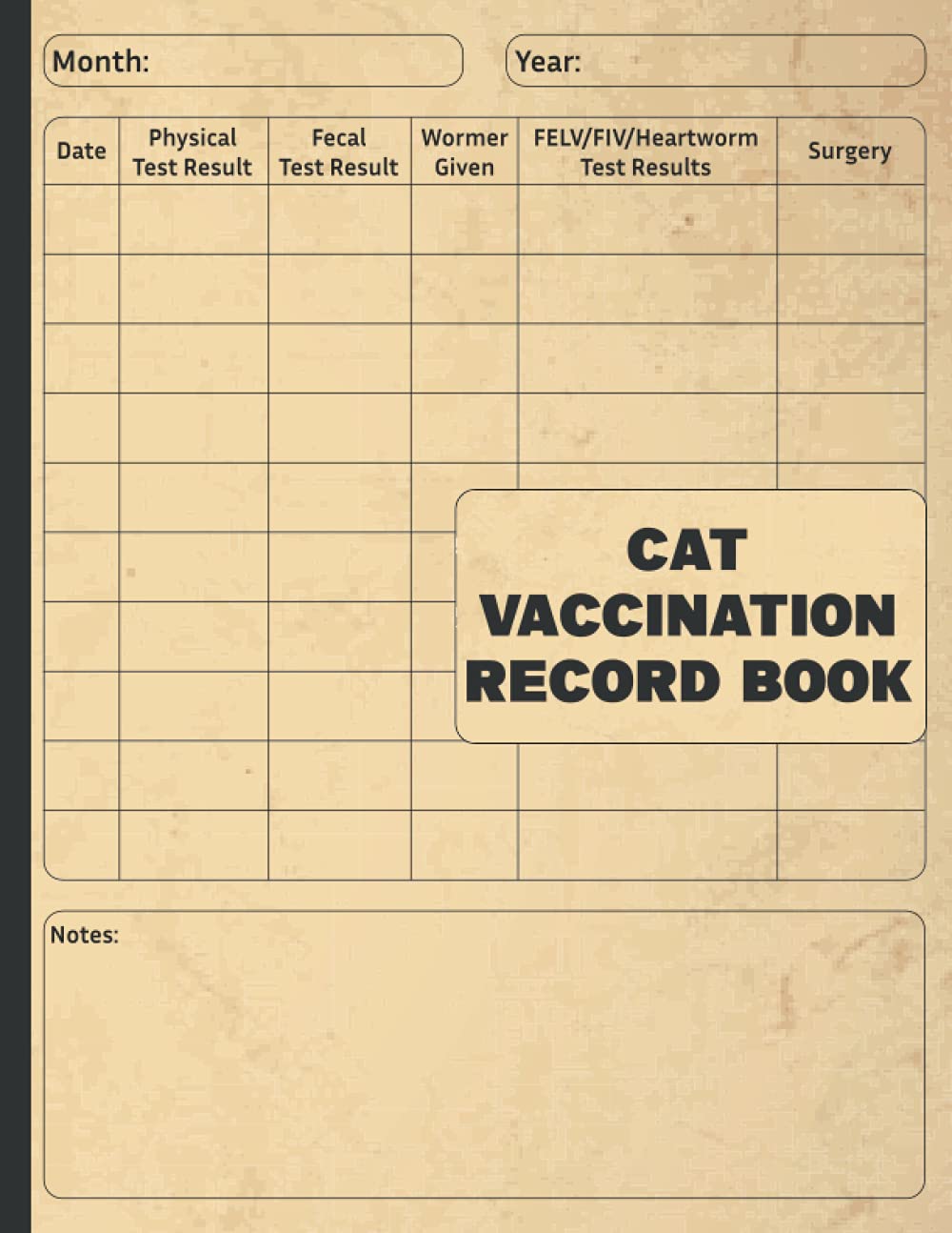 Buy Cat Vaccination Record Book: Cat Vaccination Record Book Blank for ...