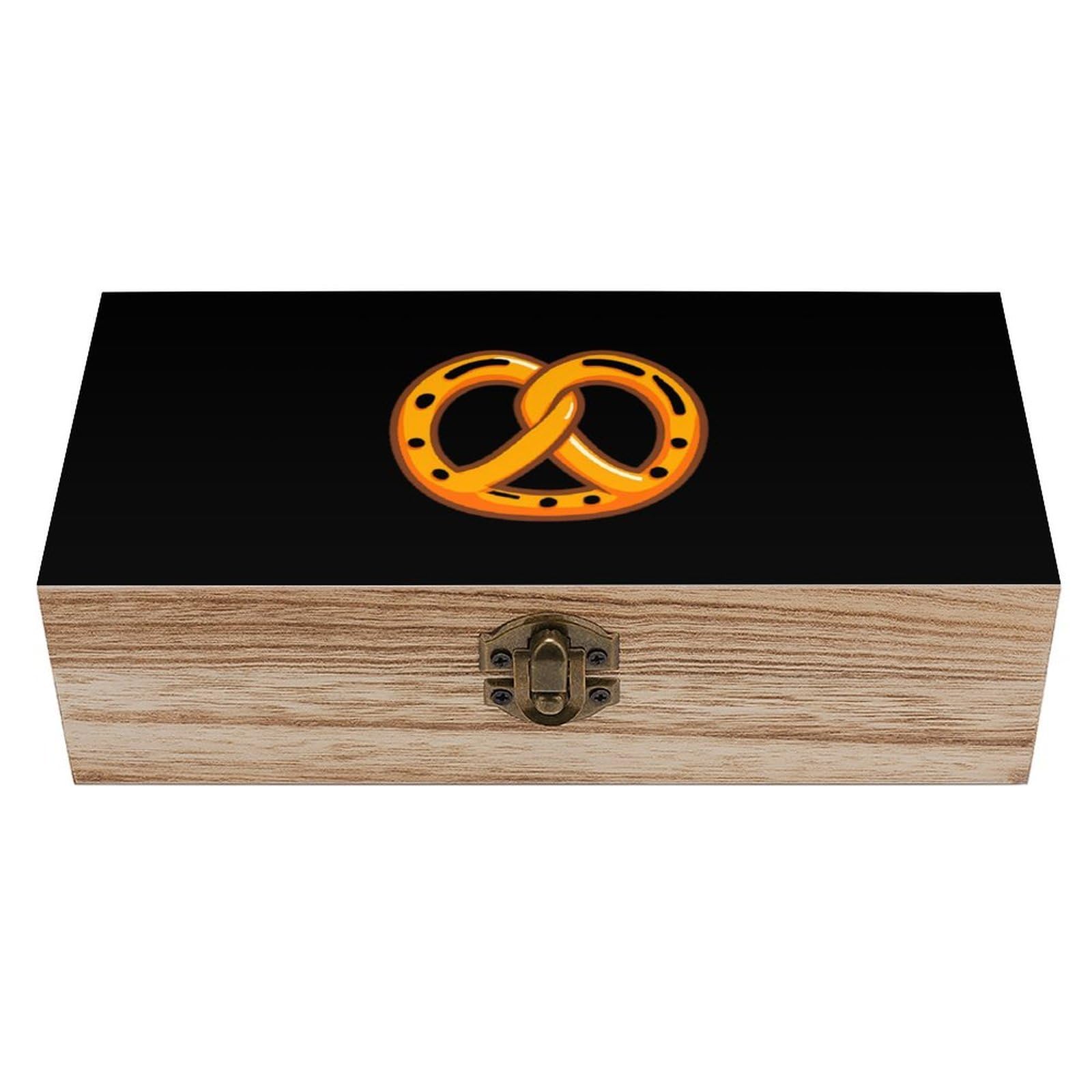 HLBSDM Pretzel Wooden Storage Box with Front Clasp Vintage Keepsake Boxes for Jewelry Decorative Gift Ideas for Men Women