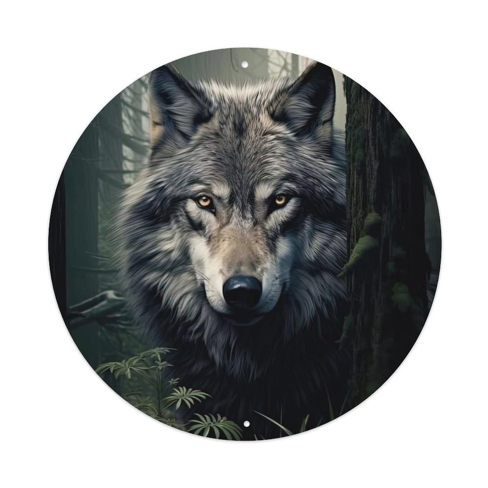 Animal The Wolf behind The Tree Metal Tin Sign