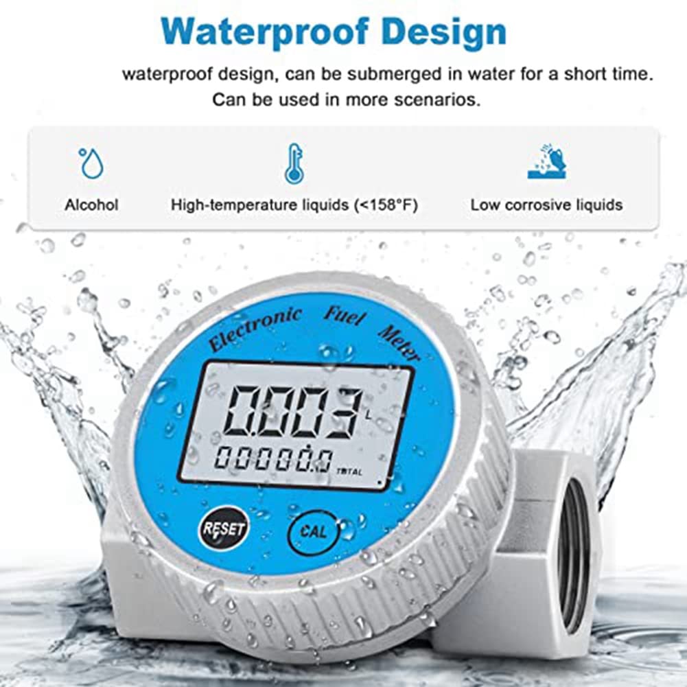 Medidor de flujo de turbina impermeable digital 2.37-26.41GPM 1 pulgada NPT para agua diésel metanol queroseno aceite