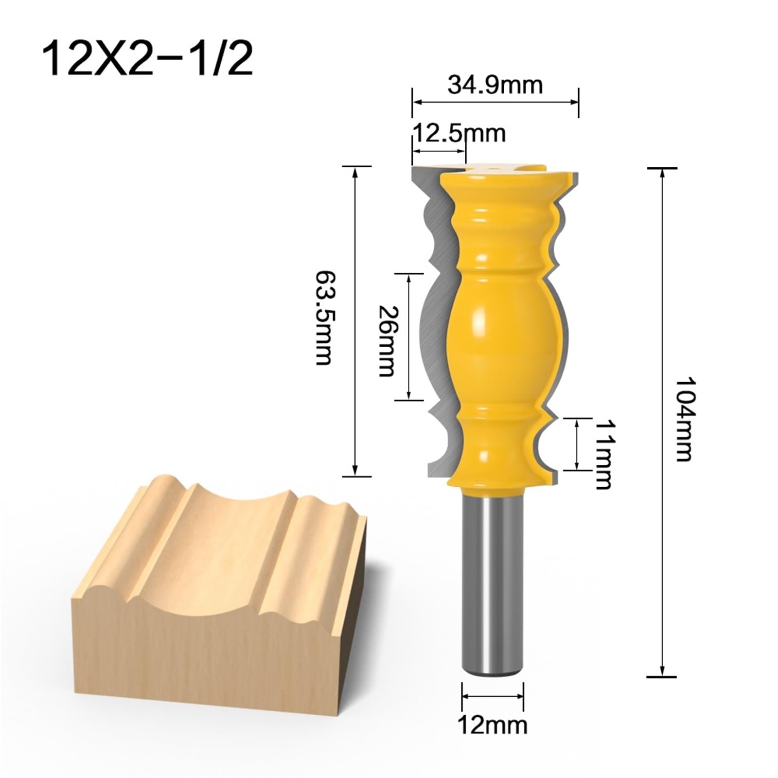1 szt. 1/2" 12mm trzpień 12,7mm duży nóż do frezowania koron, frez czopów drewna, obróbki,Szerokie zastosowanie(12mm shank)