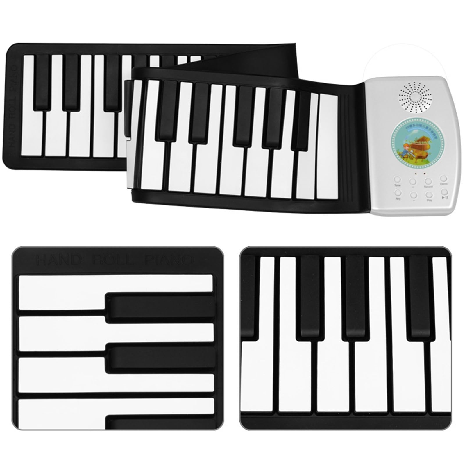 Tastiera Digitale Per Principianti Pianoforte A Mano Con 49 Tasti E Altoparlante Pianoforte Elettronico Portatile Pieghevole Per Principianti Per Esercitarsi(Black)