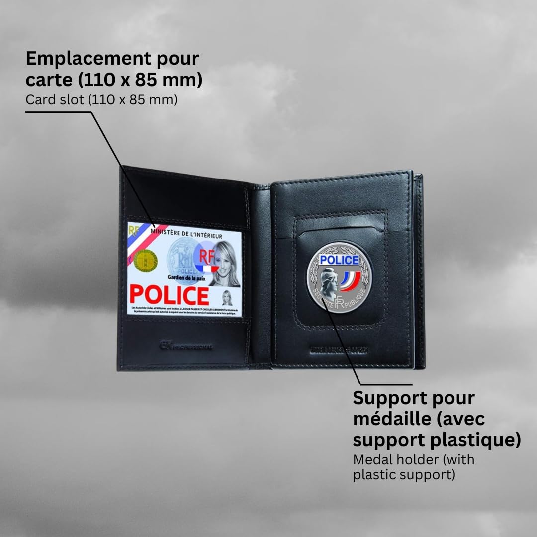 Porte‑Carte Horizontal 3 Volets en Cuir véritable - Élégant et Fonctionnel - Compartiments pour Cartes et médailles - Format Compact 125 x 105 mm
