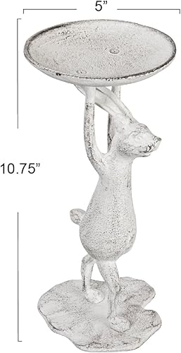 Miniatura 2 de Creative Co-Op Portavelas de pilar de conejo de hierro fundido (vela de pilar de 3 pulgadas), acabado blanqueado