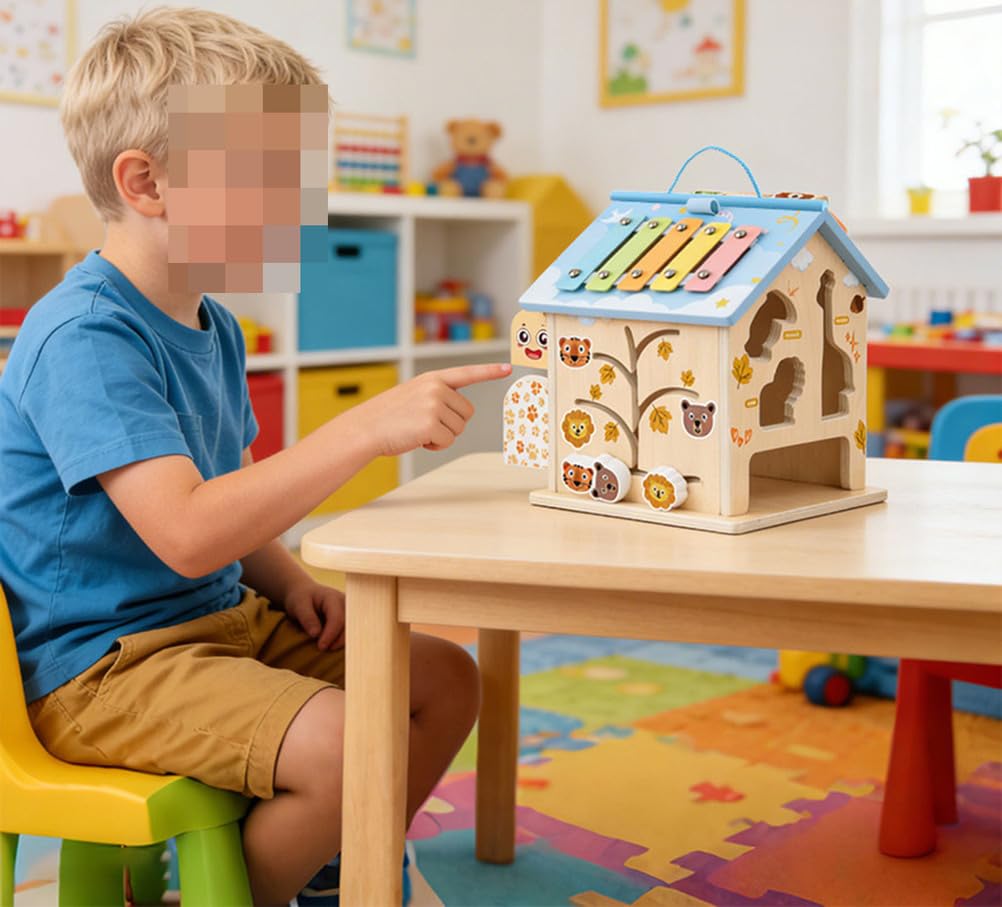 Kostka edukacyjna dla dzieci, zabawka w kształcie domu, pudełko do sortowania i dopasowywania zwierząt