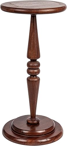 Creative Co-Op Bishop - Mesa auxiliar de cóctel con pedestal, color castaño oscuro