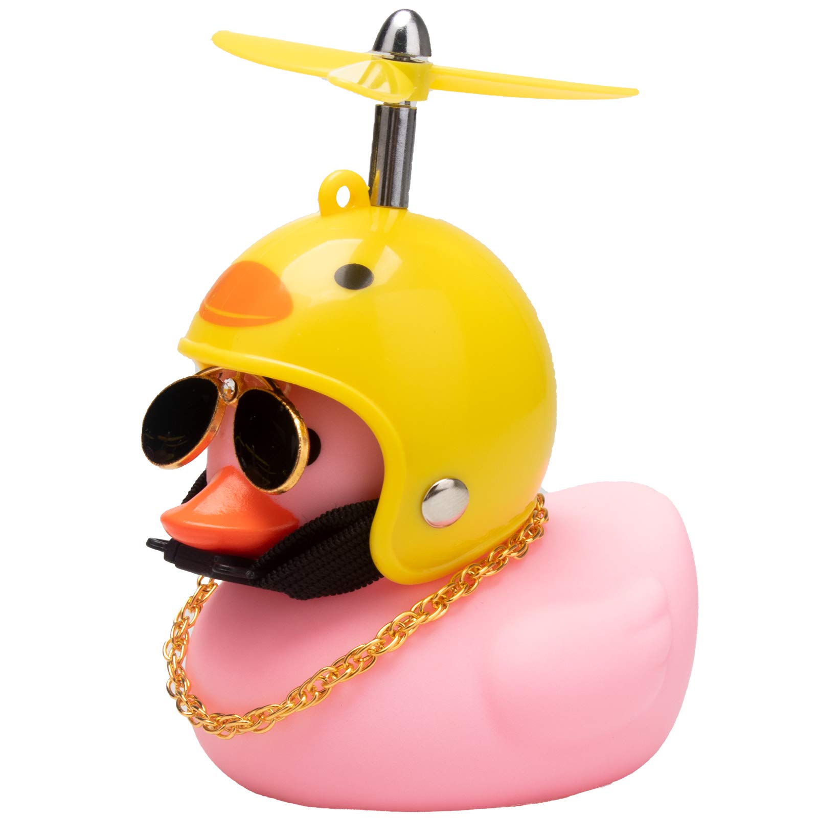 wonuu Pink Duck Car Dashboard Decorations Rubber Ducks Ornaments with Helmet Sunglasses Chain, Chicken-Pink