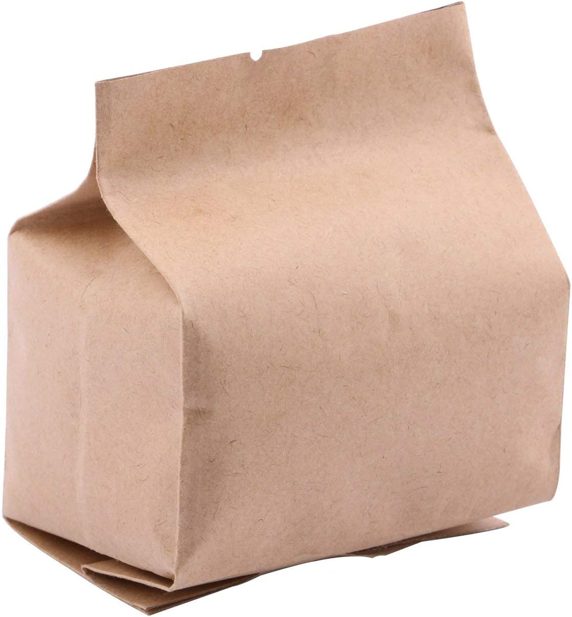 Mini Kraft Paper Food Bags, Katkitchen 100pcs 2.8"x5"Aluminum Mylar Foil Inside Food Storage Bags with Tear Notch, Small Food Paper Favor Bags for Tea Leaf Candy Coffee Beans Nuts