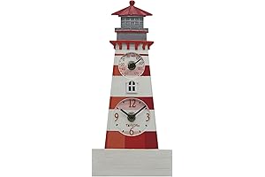 Taylor 12-Inch Poly Resin Lighthouse Clock with Thermometer