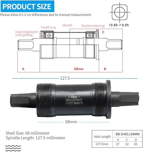 Miniatura 41 de Soporte inferior para bicicleta de montaña Soporte inferior cónico cuadrado Bicicletas 2.677 in Reemplazo para Shimano Tourney Serie TX800
